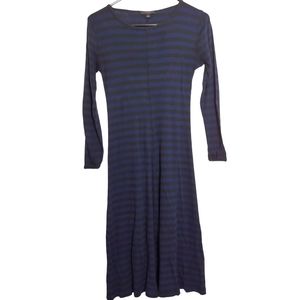Re-Imagined by J. Crew Ribbed Midi T-Shirt Dress Black Blue Striped Size Small